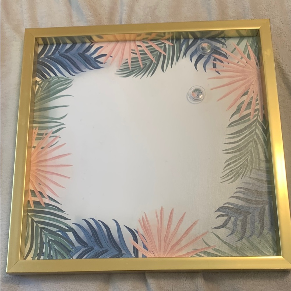 Gold Framed Tropical Design Magnetic Dry Erase Board.